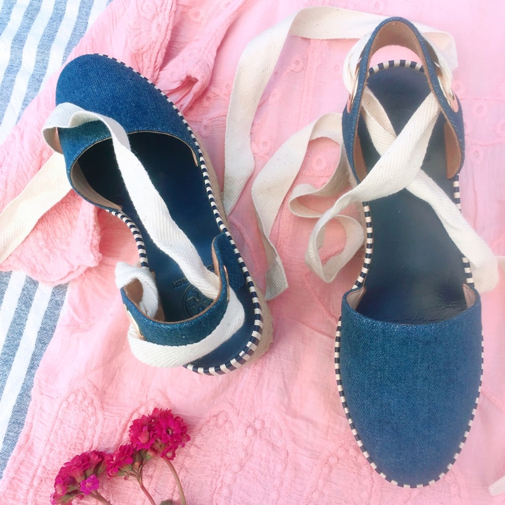 🆕 Tory Burch Denim Dandy Wedge - Picture 6 of 8